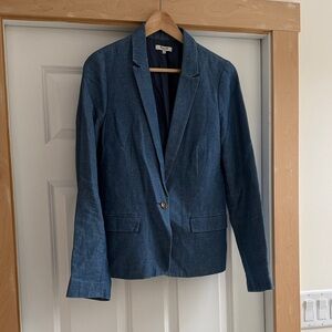 Madewell Denim-Look Single-Button Blazer in Deep Blue